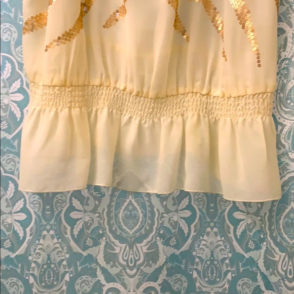 Lane Bryant Sheer cream blouse with gold sequins - Picture 5 of 12